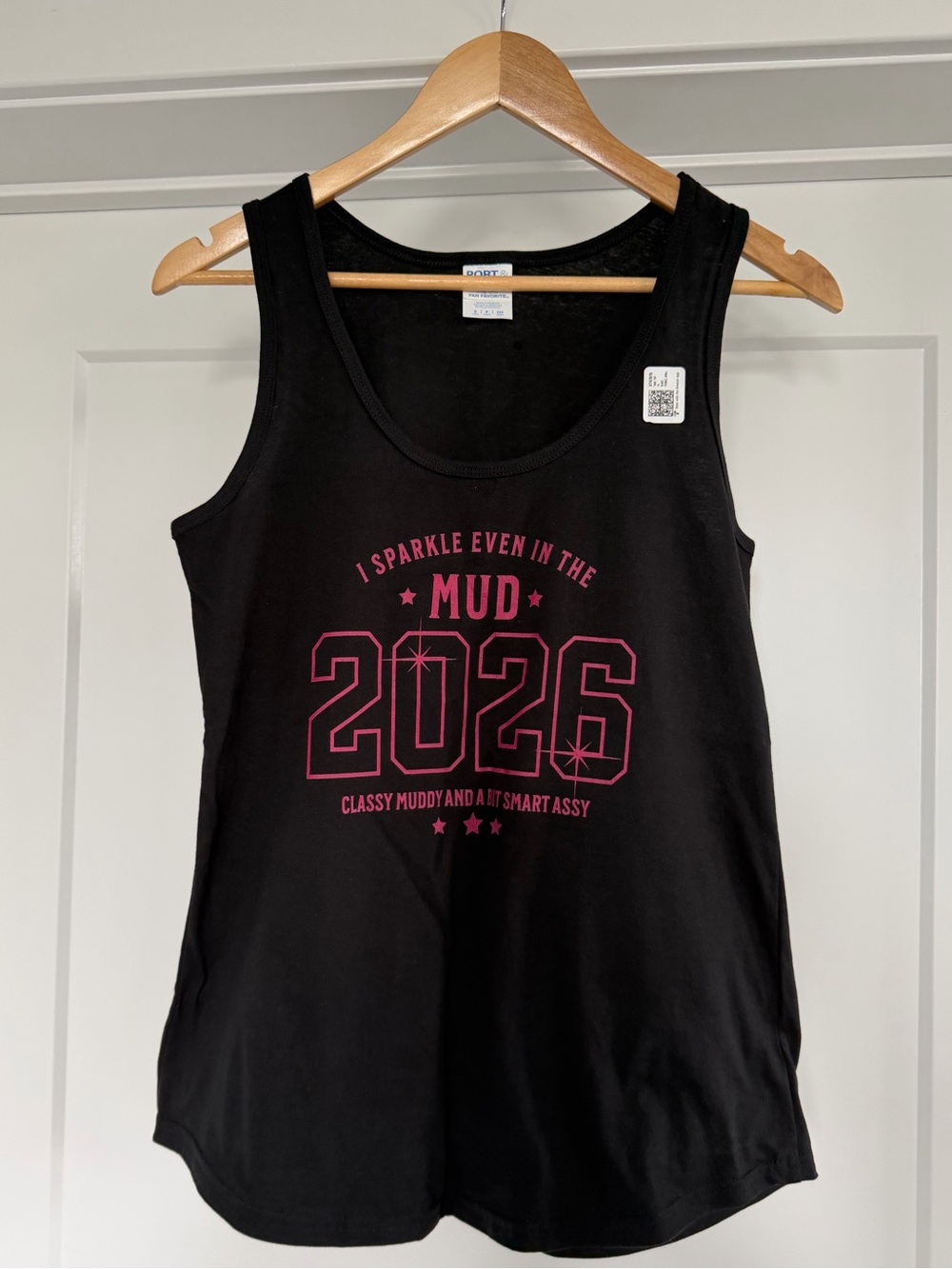 Black Graphic Tank Top with Pink 2026 MudRun Print